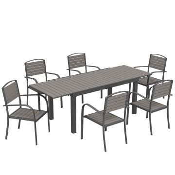 Aiamööblikomplekt, 7-osaline, Hall, 225 × 85 × 75 cm