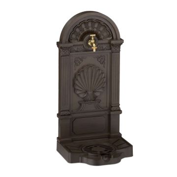 Садовый фонтан Relaxdays 10049713.0, с раковиной, Коричневый/золотистый, 39 × 82,5 × 32 см