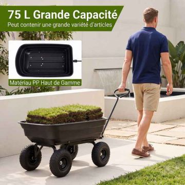 Garden wheelbarrow, 75 l, 300 kg, 110 × 52 × 50 cm