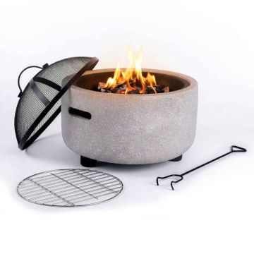 Садовый очаг Relaxdays, с искрозащитной сеткой и решёткой, Ø 44 × 39 см