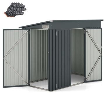 Garden storage shed, Double doors, Grey, 235 × 117 × 185 cm