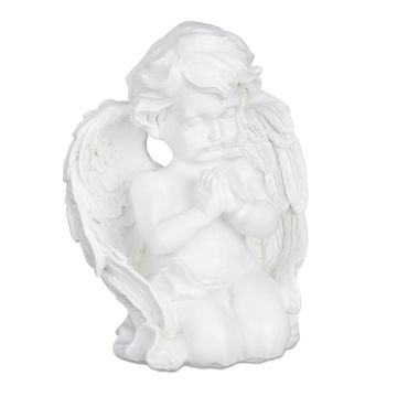 Aiasulptuur Relaxdays, põlvitav ingel, Valge, 13 × 15,5 × 8,5 cm