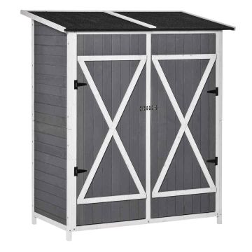 Садовый шкаф для инструментов Outsunny 139x75x160см, серо-белый