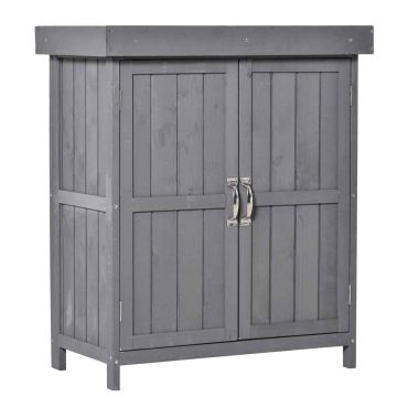 Садовый шкаф для инструментов Outsunny 74x43x88см, серого цвета