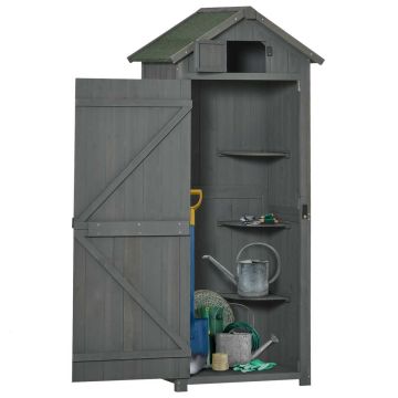Садовый шкаф для инструментов Outsunny 77x54,2x179см, темно-серого цвета