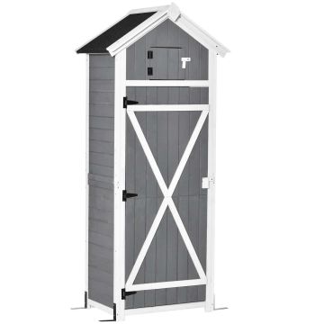 Садовый шкаф для инструментов Outsunny 78x52,5x182см, серо-белый