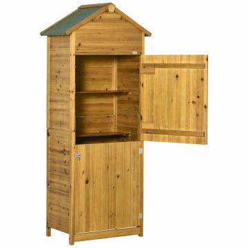 Садовый инструментальный шкаф Outsunny 79x49x191,5 см, светло-коричневый.