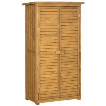 Садовый шкаф для инструментов Outsunny 87x46,5x160см, светло-коричневый