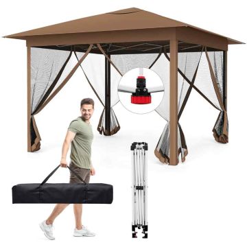 Garden canopy, with insect screen, Sand/brown, 11.5 × 11.5 × 8.2-8.8 feet