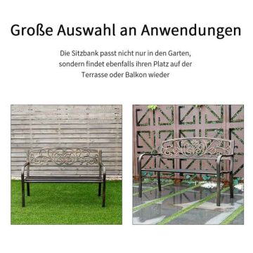 Garden bench, three-seater, 126 × 85 × 60 cm