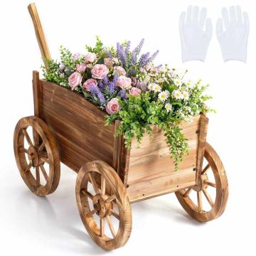 Garden cart, 4 wheels, Brown, 77.47 × 72.39 × 45.72 cm