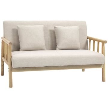 Диван Homcom 123x69x74см, светло-коричневый/песочный
