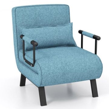Diivanvoodi, 4-in-1, 6 seljatoeasendit, Sinine, 184 × 65 × 29 cm