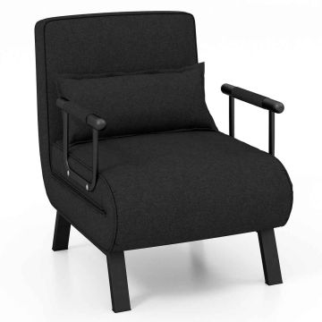 Sofa bed, 5 positions, Black, 186.69 × 59.69 × 27.94 cm