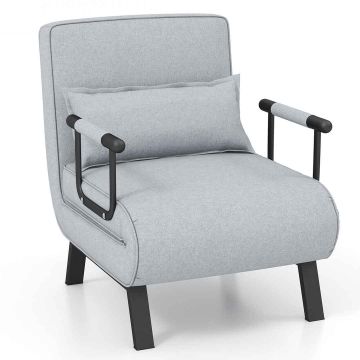 Sofa bed, 5 positions, Gray, 186.69 × 59.69 × 27.94 cm