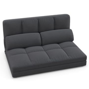Sofa bed, 6 positions, 2 pillows, Grey, 72 × 54 × 102 cm