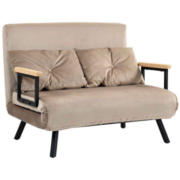 Диван-кровать Homcom 102x73x81см, светло-коричневый/черный