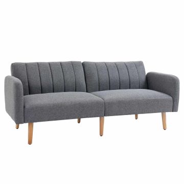 Диван-кровать Homcom 173x75x73см, темно-серый/светло-коричневый