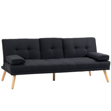 Диван-кровать Homcom 181x77x78 см, черный/светло-коричневый