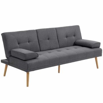 Диван-кровать Homcom 181x77x78см, темно-серый/светло-коричневый