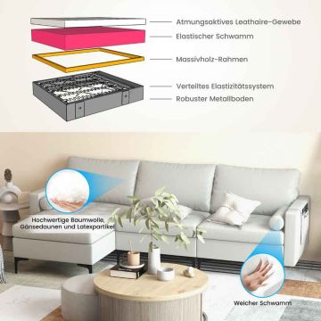 Sofa bed, left or right, L-shaped modular, 247 × 130 × 80 cm