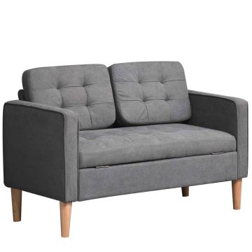 Диван с коробом для хранения Homcom 117x62x78см, темно-серый/светло-коричневый