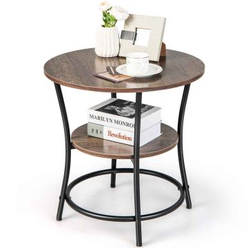 Side table, 2-tier, brown/oak, 55 × 56 × 55 cm