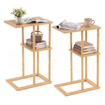 Set of 2 side tables, 2-tier, 40 × 65 × 28 cm
