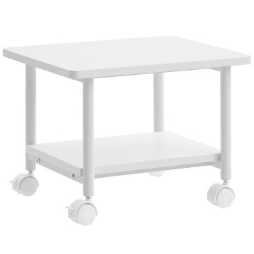 VASAGLE OPS002W01 printer table, 2-tier shelf, White, 48 × 34 × 40 cm
