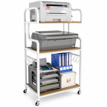 Printer stand, 3 shelves, 10 hooks, 60.5 × 110 × 40 cm