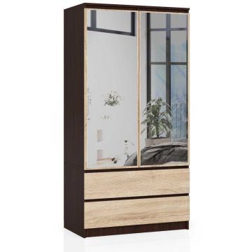 Riidekapp AKORD, 2 ust, 2 sahtlit, pruuni/mitmevärviline, 90 × 180 × 51 cm