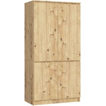 Riidekapp AKORD Furniture Factory S90, 4 ust ja 4 riiulit, pruun, 90 × 180 × 51 cm