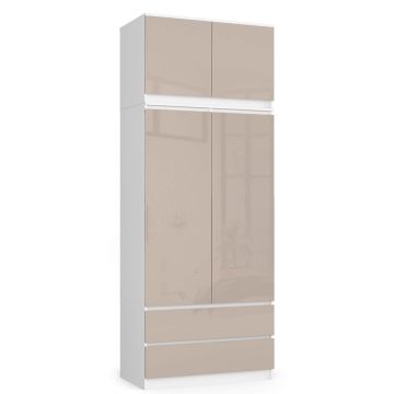 Riidekapp AKORD S90, 2 sahtlit vahelaega, valge beež, 90 × 234 × 51 cm