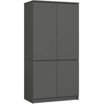 Riidekapp AKORD S90, 4 ukse ja 4 riiuliga, Hall, 90 × 180 × 51 cm