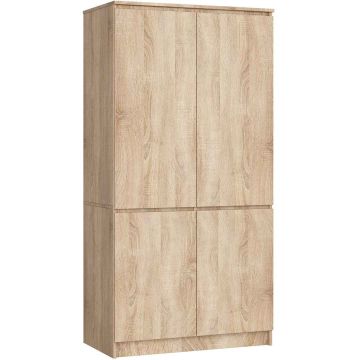 Riidekapp AKORD S90, 4 uksega, pruun, 90 × 180 × 51 cm