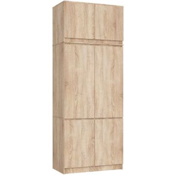 Riidekapp AkordV2 S90, 6 ukse ja 6 riiuliga, pruun, 90 × 235 × 51 cm