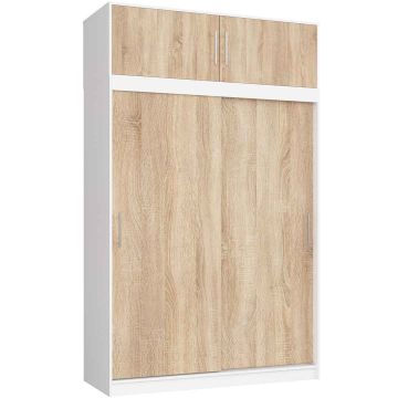 Riidekapp CLP MONO, 4 uksega, valge/tamme värvi, 150 × 245 × 60 cm