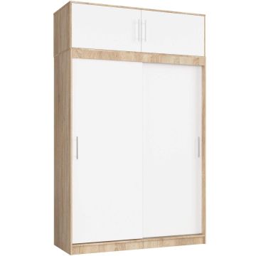 Riidekapp CLP Mono, 4 uksega ja ülaosaga, pruuni-valget värvi, 150 × 245 × 60 cm