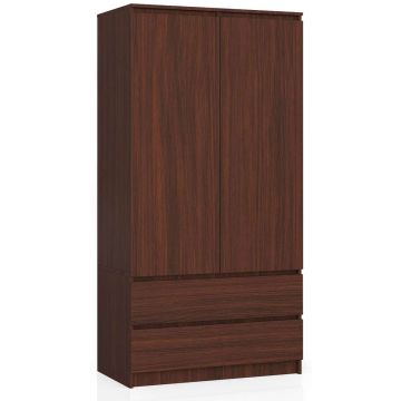 Riidekapp S, 2 ust, 2 sahtlit, pruun, 90 × 180 × 51 cm