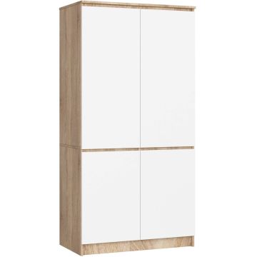 Riidekapp S90, 4 ust ja 4 riiulit, pruun/valge, 90 × 180 × 51 cm