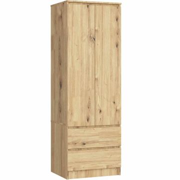 Riidekapp STAR S60, 2 ust, 2 sahtlit, pruun, 60 × 180 × 51 cm