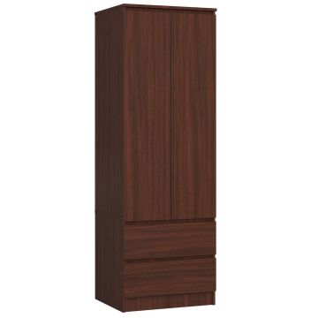 Riidekapp STAR S60, 2 ust, 2 sahtlit, pruun, 60 × 180 × 51 cm