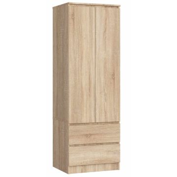 Riidekapp STAR S60, 2 ust ja 2 sahtlit, Pruun, 60 × 180 × 51 cm