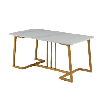 Rectangular coffee table, white/gold, 90 × 41.5 × 50 cm