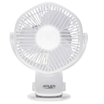 Lauaventilaator Adler AD 7335, 3 kiirust, klambriga, Valge