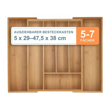 Лоток для столовых приборов Relaxdays 10050850_8036, 5–7 отделений, 2 ящика, 47,5 × 5 × 38 см