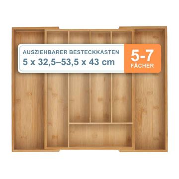 Лоток для столовых приборов Relaxdays 10050850_8037, 5–7 отделений, 2 ящика, 53,5 × 5 × 43 см