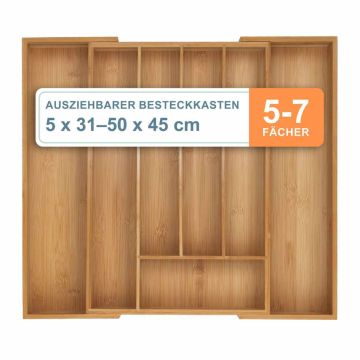 Лоток для столовых приборов Relaxdays, 5–7 отделений, 50 × 5 × 45 см