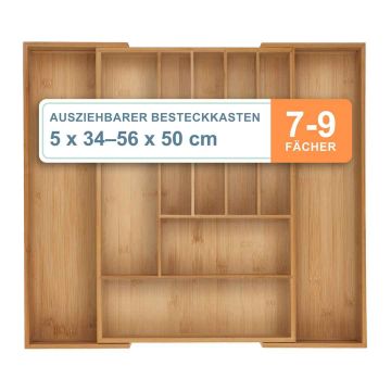 Лоток для столовых приборов Relaxdays, 7–9 отделений, 56 × 6 × 50 см