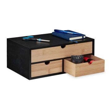 Lauaorganisaator Relaxdays, 3 sahtlit, Pruun/must, 33 × 13,5 × 21 cm